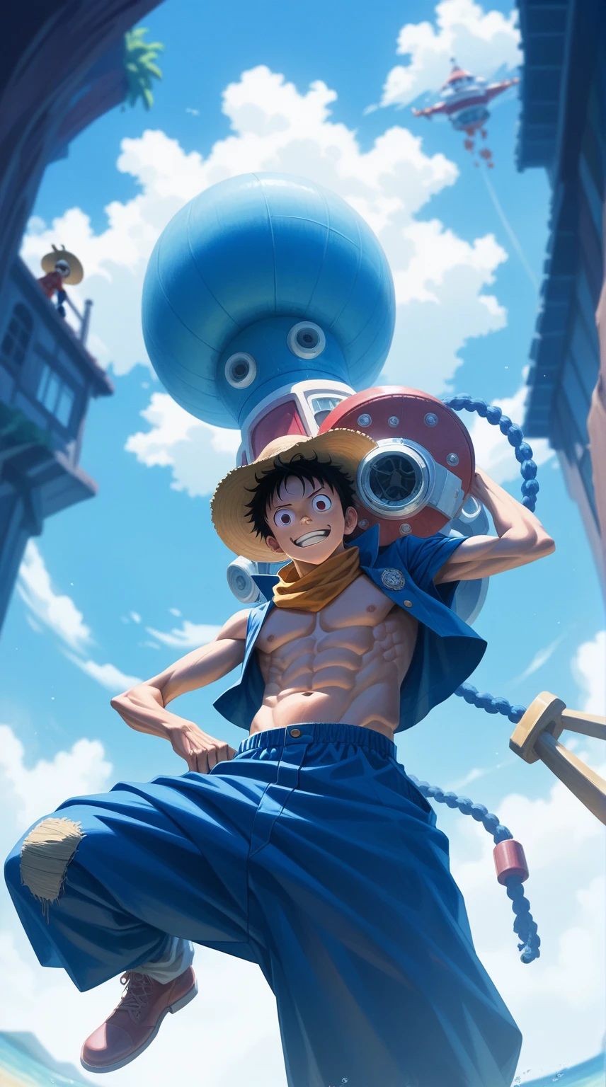 un personnage de dessin animé avec des cheveux bleus et un visage blanc, from une pièce, Luffy gear 5, Luffy (une pièce, fond d&#39;écran animé, pouvoirs du feu bleu, dieu légendaire tenant une lance, monkey d Luffy, oeuvre épique d&#39;anime, Luffy, Art animé tendance, Art animé tendancework, un anime épique d&#39;un homme énergétique, une pièce artstyle, Fond d&#39;écran manga 4K