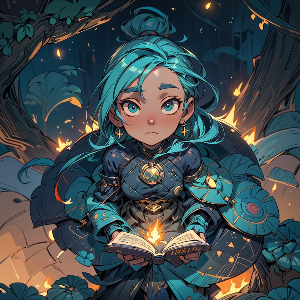 2D stylized image of artists at a park, reading, writing, painting, creating sculptures, friends, fun, inspirational, masterpiece, seen from above, many diverse people, different races and styles, fantastical looking, bird eye view, playing with fire, starry night, magical, making art