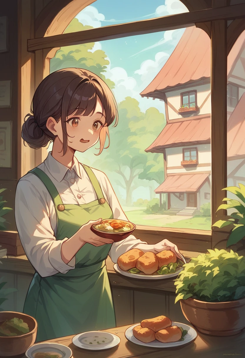 Bigingo Biloba,mother,In the house,eat rice,together