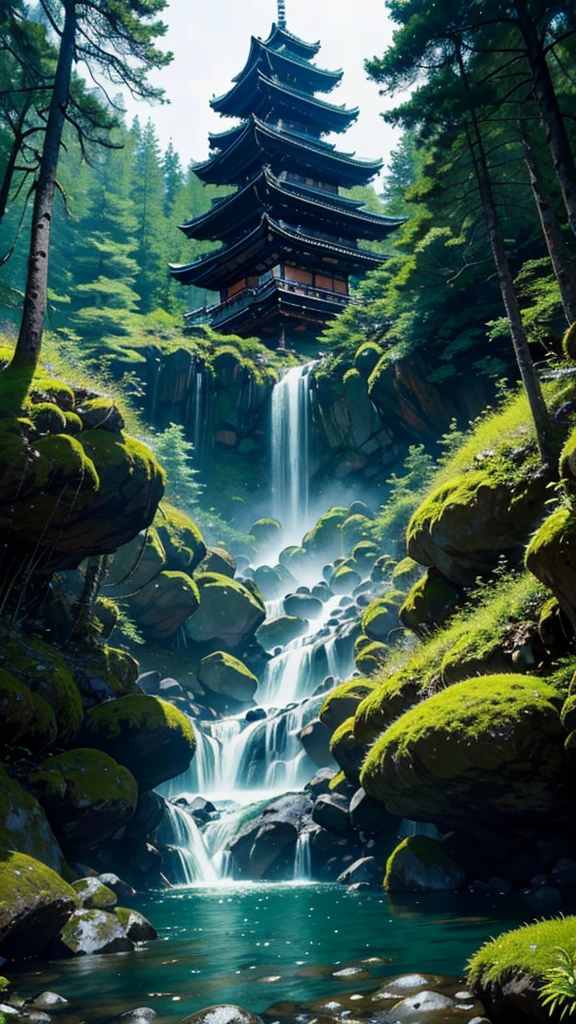 jpn、(mont、(In the deep forest、mosses)、falls、disturbing atmosphere)、shrines
