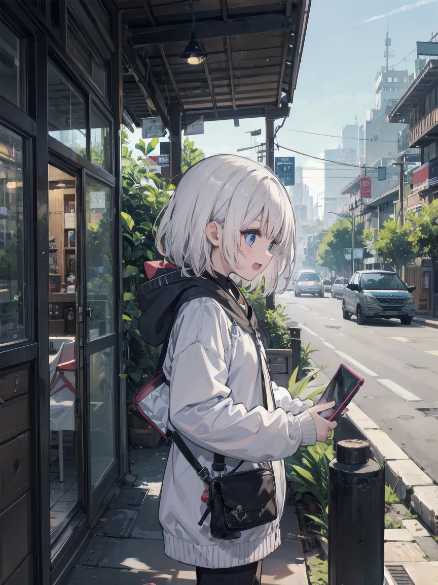 girl、cute、One person、Childish、White Hair、Game world、Buggy、Laggy、There is a crack、Laughter、
