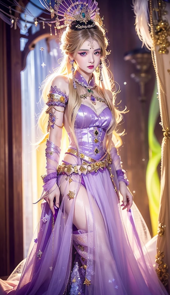 Silver Hair, Fox ear, One 20-year-old girl, 1. Goddess Athena, Pink purple silk dress, The beautiful, flawless face of the goddess Athena, delicate yellow nightgown, Lots of sexy black lace detailing、Long sheer sequined nightgown, A beautiful pale red silk half veil, Legends of female saints, Icons of female saints, Beautiful goddess-like glitter, Dark and mysterious version, Vermilion lips, Plump red lips, ((口をclose:0.9)), Complete teeth, Symmetrical incisors, Bright white teeth, ((Angry face:0.8)), delicate and beautiful pino detailing, delicate and beautiful lip detail, (Pure and perfect face: 1.9), Female Eucharist, Round Breasts, 大きくてRound Breasts, Phoenix Brooch, Long, flat bangs, Long black hair, Beautiful, clear face and well-proportioned eyes, (Light purple eyes with transparent irises: 1.8), (Big round eyes and makeup, Sexy wet eye makeup, So beautiful、Careful hair and makeup, long and delicate blonde hair, delicate, Body image: 1.8), shape: Brilliant and, (The stars that make up the sky々: 1.7), (The Gate of Heaven and Imaginary Time and Space: 1.8), Imaginary art, RAW Photos, hanfu pictures, Best Photos, High resolution, 最high quality, Best Photos, Best Goddess Quality, 8k female, Super 8 Single Saint Portrait, The most true color scheme, masterpiece, Best Beauty Brands, Best Hair Jewelry, Brand real photo, Dark studio, Border Light, Two-tone lighting, (Rosy white skin: 1.4), (High skin detail: 1.1), 8k uhd, SLR, Soft Light, 8k, high quality, Frank, Smooth and sharp volume, 10x more pixels, Sexy Goddess, Sexy Goddess, (Background Space: 1.8), (The most beautiful aurora eye: 1.7), Beautiful Eyes, The aurora is beautiful and flower-like, (Beautiful single women: 1.8), (see here:0.8), close, Approaching the Goddess, Clear and unrealistic