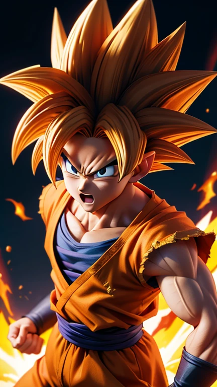 Create an image of Goku from Dragonball Z in his Super Saiyan form.