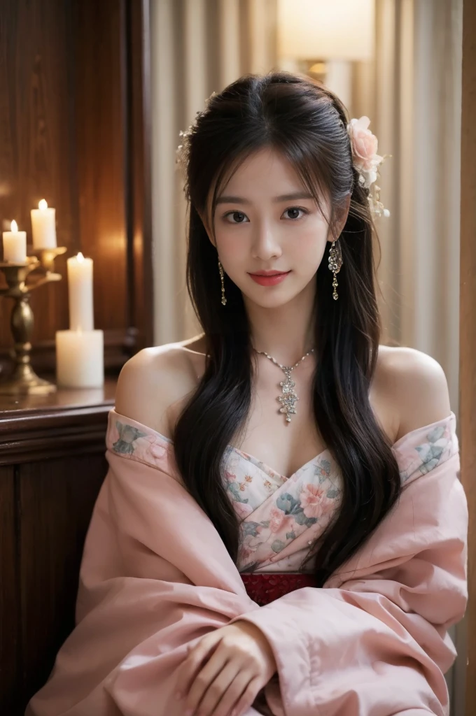 ((masterpiece, Top image quality, high resolution、solitary、Radiant Skin))(on the table, best quality, Practical, Very detailed, meticulous, high resolution, 8k wallpaper), Close-up portrait of a beautiful woman, like, Smile, Light brown messy hair, Perfect dynamic composition, 美丽meticulous的眼睛, Like the cover of a fashion magazine, On Campus