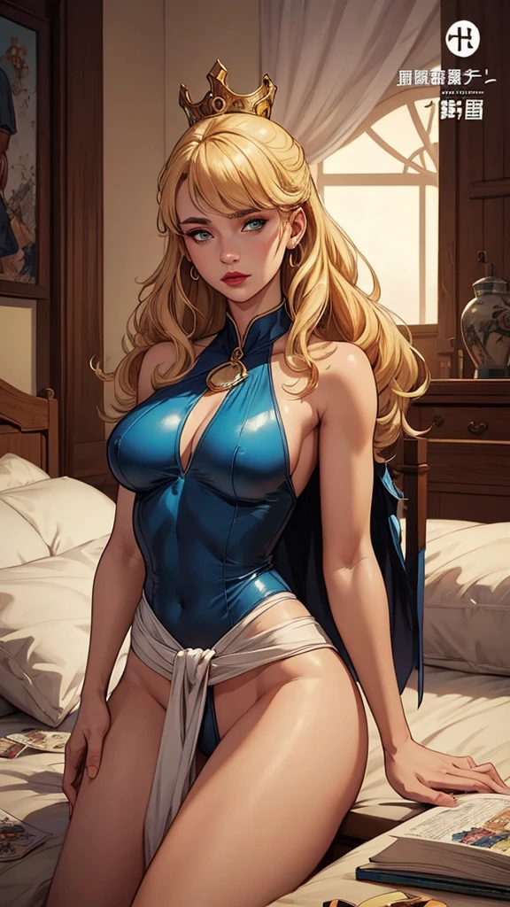 No text,((Queen))(Age 35)キャラクター風An illustration風 少し恐怖を見せる全裸の胸 胸のサイズ 漫画の名前: Isabella Cruz、19th century palace、Dark high ceiling bedroom-There is a large portrait hanging、Large Breasts、Wide hips、freckled face、The eyeliner is neatly applied。Deep red lipstick、Jennifer Connelly、actress、Strong Contours、Physical Description – Short, curly blonde hair, Fair skin. - You reflect a mixture of curiosity and determination.. – She is tall, Slightly fatty body,Portrait Character Design, 美しいデジタルAn illustration, retrato de high quality, Comic art, Full body sensual or nude. Return slip. リターンシートメンバーのその日の服装地獄の日憎しみと血の表情アトムパンクスタイルの女性キャラクター戦争の痕跡のあるアレンデールのフィオナQueenアナ女性の漫画のイメージ .An illustration、Cartoon art style, デジタルAn illustrationスタイル, Highly detailed character designs in atompunk style, Detailed digital art of courage, Forest fan art, Portrait Character Design, 美しいデジタルAn illustration, retrato de high quality, Comic art, . アレンデールのアナQueen、Beautiful lines of eyes、Large Bust、And great sexy clothes. 腰から頭にかけての性的欲望のイメージ表現An illustration アレンデールのアンQueen アトムパンクスタイル Age 35の女性, Very long blonde hair down to her waist、Half curled hair with bangs, Small breasts, Big eyes with a passionate sparkle, Honey green eyes, Wearing a well-tailored white military uniform、 In a serious and gentle manga-style pose, high quality
