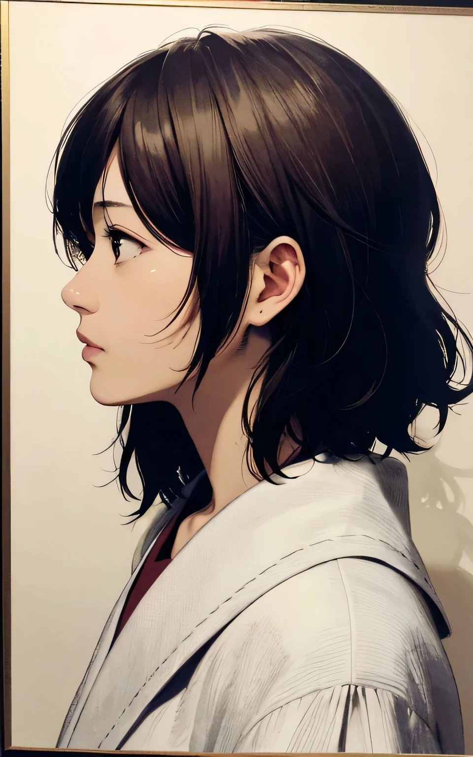 (profile), (Ayami Kojima&#39;s Style), nudist, Haruno sakura, Blonde, Pink Eyes, Bobcut, Perfect Face, Realistic, Real, Lip gloss, Messy Hair, blush, Sparkling eyes, Dynamic Movement, Motion Lines, Milk on face, blouse, mascara