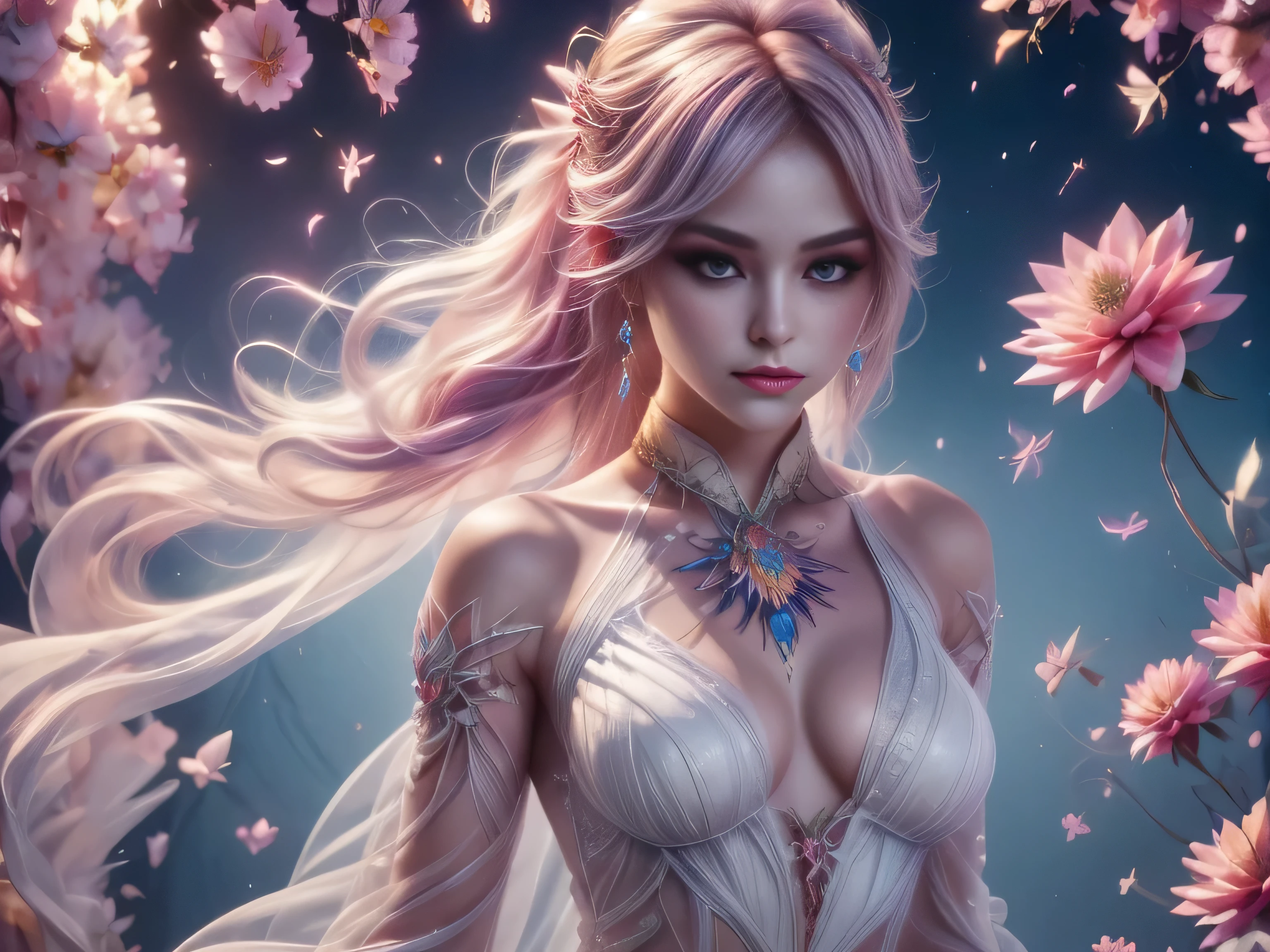 (Best Quality, 8K, Masterpiece, HDR, Soft Lighting, Picture Perfect, Realistic, Vivid), Full body photography of Fox girl in lotus pose，Red Hair, Raw, movie shot, (Sharp focus:1.5), (Reality:1.4), Dusk lighting, Volumetric Lighting, Ultra-high resolution,Dramatic Lighting, (Zentangle，Mandala，Tangle，Entanglement), Fox Demon，Fox Mask, Sexy Revealing Clothes, Bodysuit with Glitter Texture, Foxfire Curse, fox family, Transformation, Depth of Field, dreamy atmosphere, Chaos in its most beautiful form, grace, Brutalist design dark theme, Flower of Death, Flowers of ecstasy，Glowing Line,Glow Example，Tracking example，flash， Backlight，translucent，Light Particles, (Ultra High Quality Fantasy Art), Masterpiece, Female Model, Ultra High Quality Female Character Designs, Detailed 8k Anime Art, Realistic Anime Art, Highest Quality Wallpapers, Intricate Ultra High Quality Accurate Female Character Faces, High Quality Designs and Accurate Physics (Fantasy - Ultra High Quality) quality)) art), dark fantasy style), masterpieces, super high-quality characters, anime resolution - 8K, realistic anime art, wallpaper with the highest quality illustrations, ultra-high detail of faces, high-quality design and accurate physics), color, depth of field, shadows, ray tracing, high quality workmanship. -high quality and 8K resolution, (Accurate simulation of the interaction of light and materials)], [High-quality hair detail [More about beautiful and shiny red hair]], (Beautifully detailed hands [perfect fingers [Perfect nails]]], (perfect anatomy (perfect proportions)))) [[Full-length]], [Perfect combination of colors (Accurate imitation of the interaction of light and material)], [art that conveys the meaning of the story]