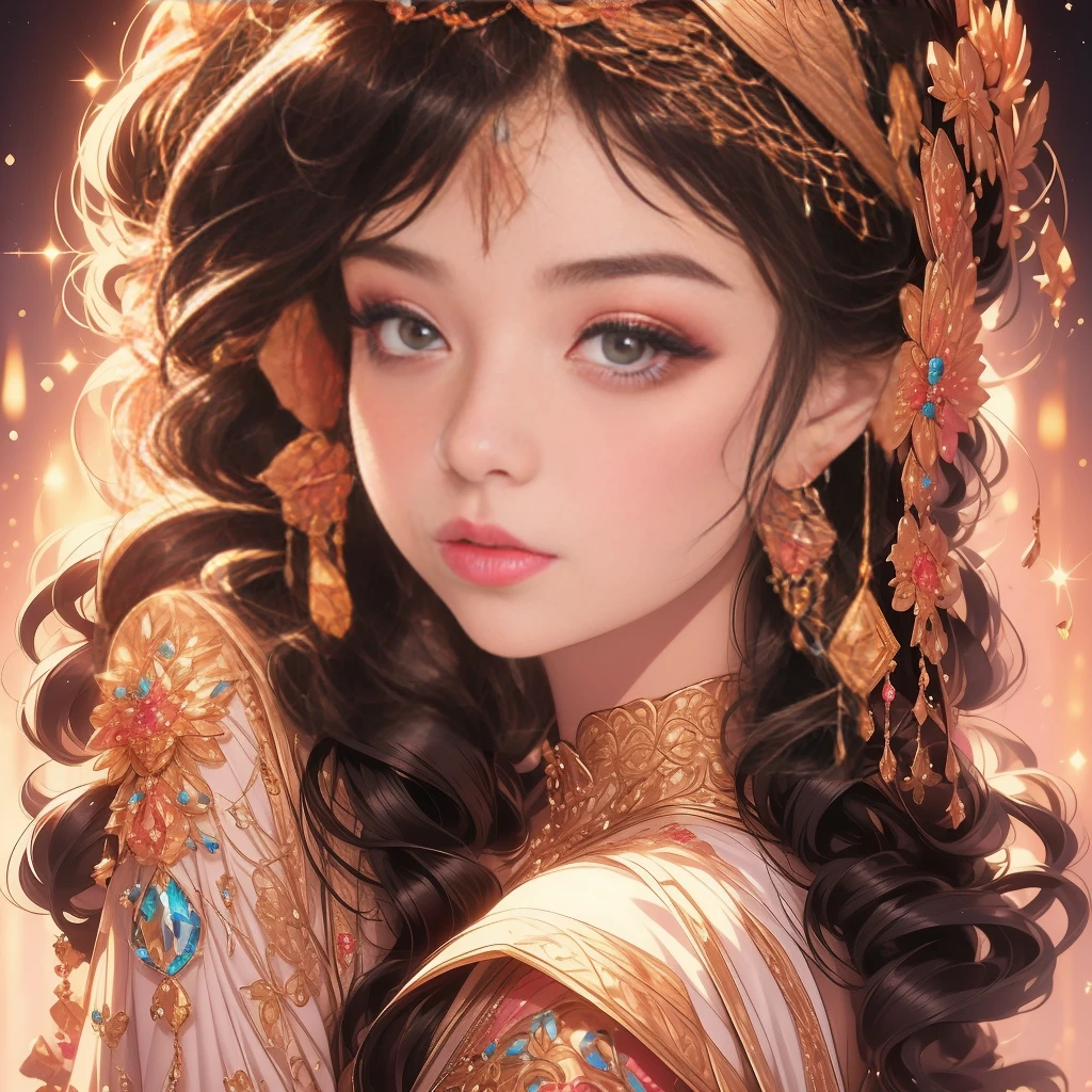 best quality, (lifelike:1.2), 1 girl, alone, Detailed face, Face focus, Permanently installed, black hair,(hair accessories:1.35),bow sleeves, Detached sleeves, Ribbon decoration, wide sleeves, (looking at the audience:1.5) long hair, black eyes, Bangs, lips,