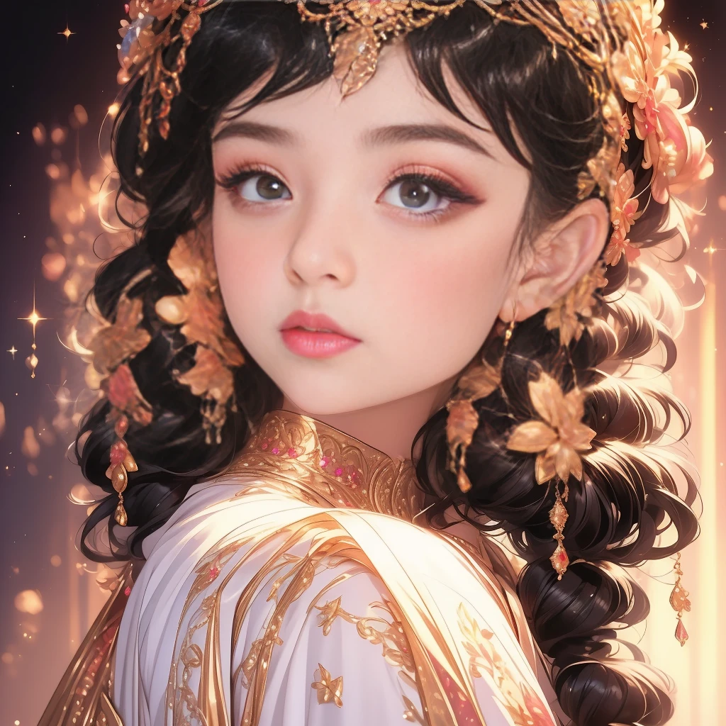 best quality, (lifelike:1.2), 1 girl, alone, Detailed face, Face focus, Permanently installed, black hair,(hair accessories:1.35),bow sleeves, Detached sleeves, Ribbon decoration, wide sleeves, (looking at the audience:1.5) long hair, black eyes, Bangs, lips,