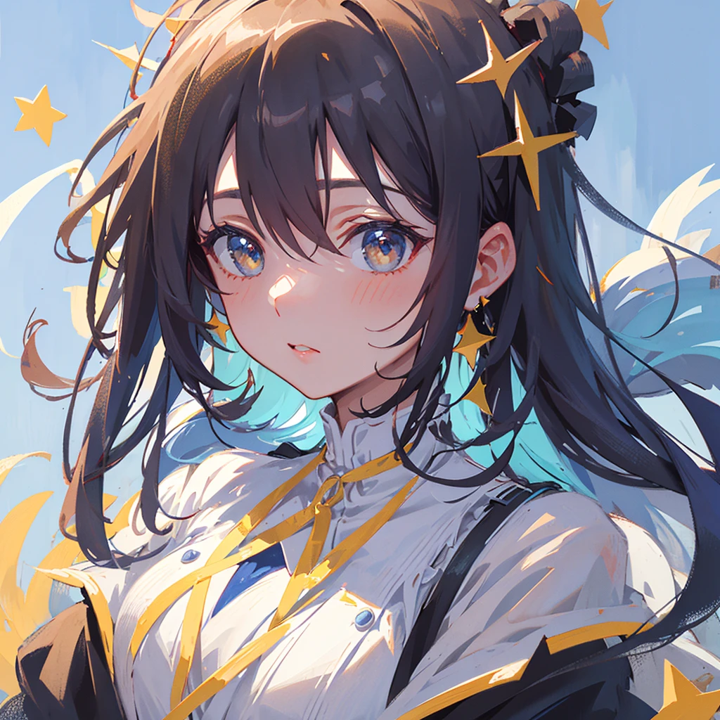 portrait, ultra closeup, ((best quality)), ((masterpiece)), (detailed), 1 woman, Those blessed with stars