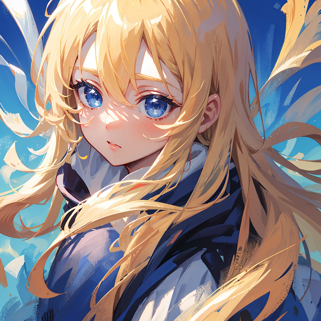 portrait, ultra closeup, ((best quality)), ((masterpiece)), (detailed), 1 woman, Those blessed with stars, blonde hair, blue eyes, Long Robe