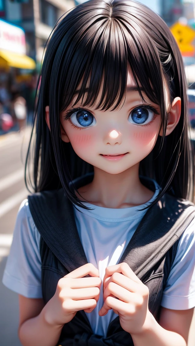 Jumping、Be excited、cute、cute、cute、whole body、Highest quality,Photo quality,Ultra-high resolution,13 years old,Beautiful face like an actress、black eye、Adult Girls