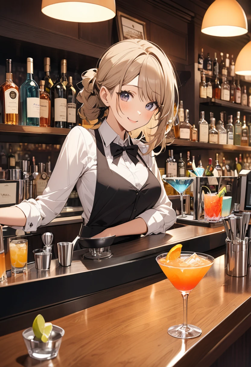 Counter Bar,Cute Woman,bartender,Cocktail