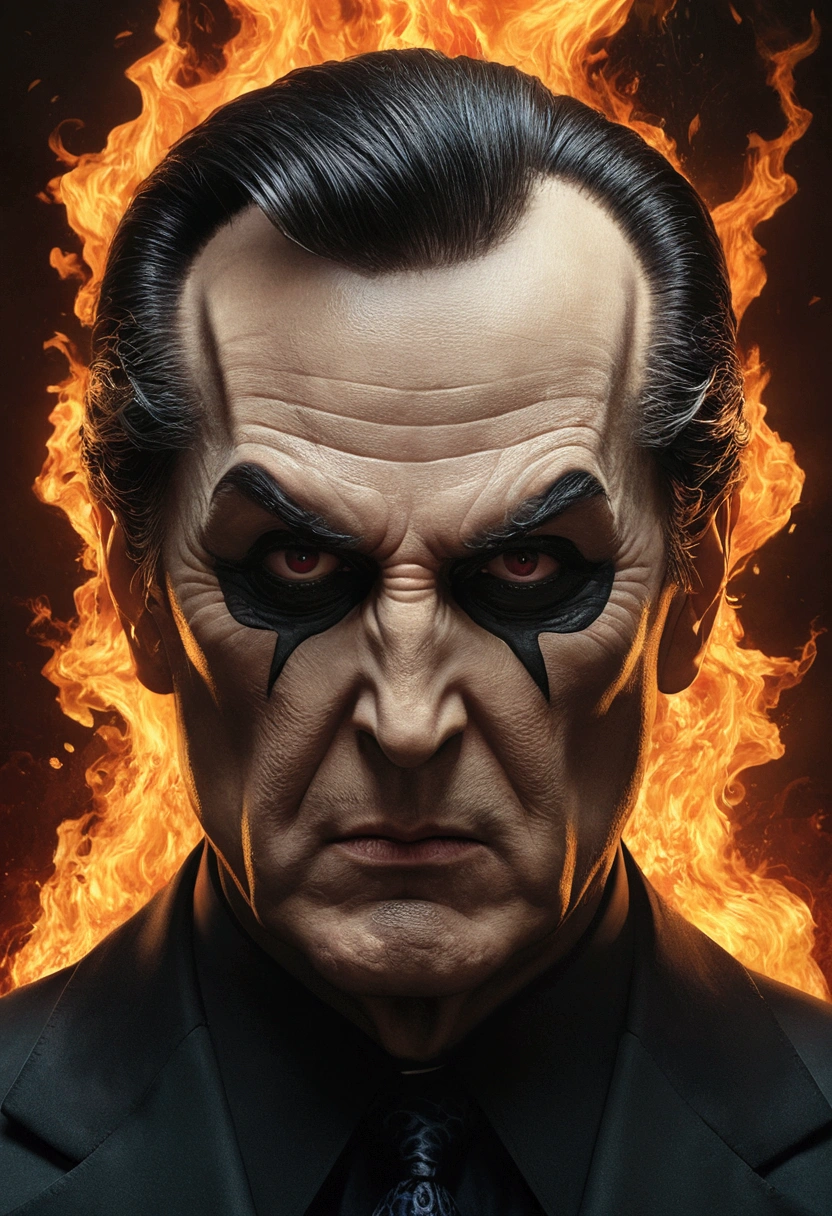 painting of the year (masterpiece) (4k) ((the man of evil)) (every accusation is a confession) (one head with two faces)