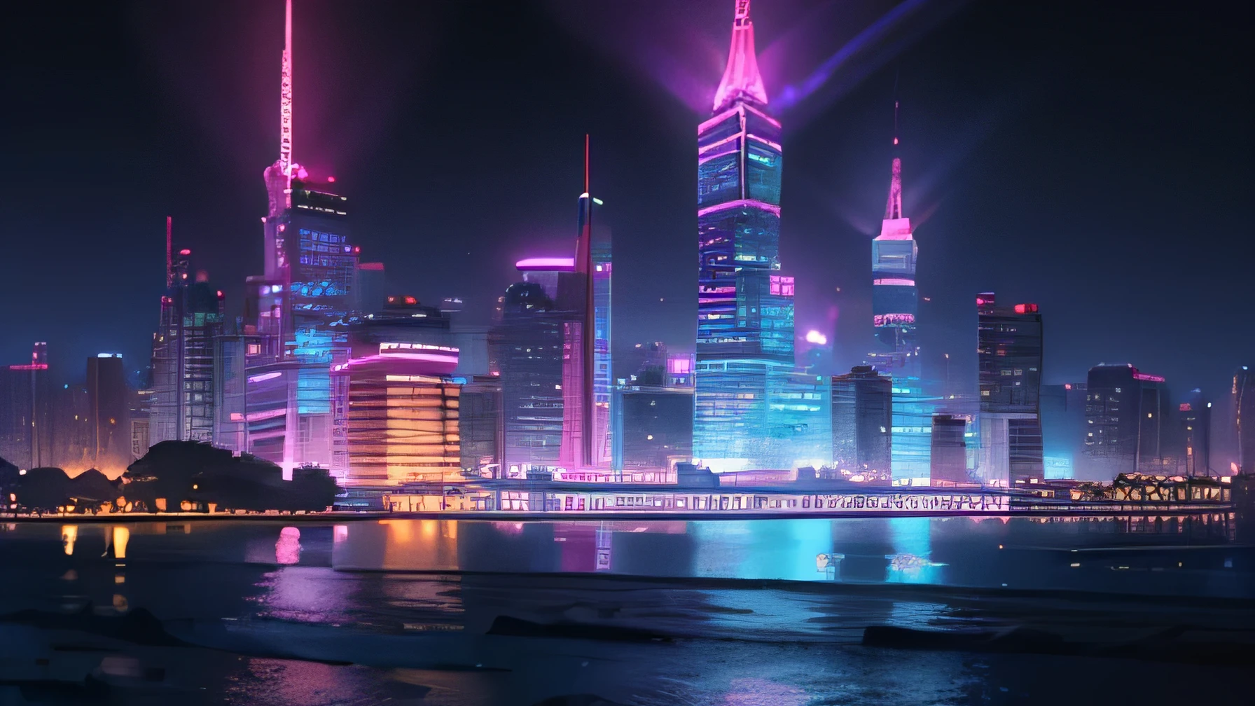 Sparkle々A neon-lit island lined with gigantic buildings