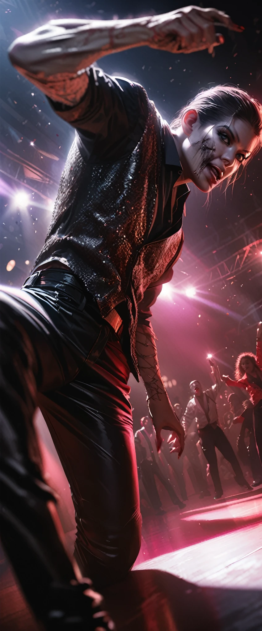 Highest quality, Realistic, photoRealistic, Award-winning photography, (Intricate details: 1.2), (Subtle details), (Intricate details), (Cinematic Light, zombie, zombie breakin' dancers, Thriller, Michael jackson, dance),