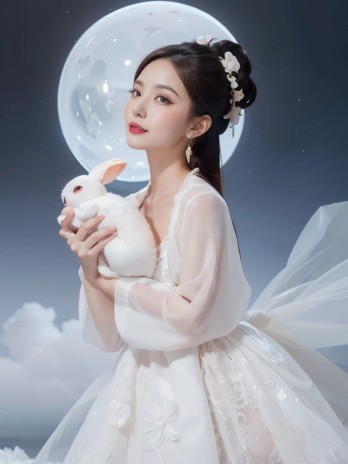 (Realistic, Photorealistic: 1.37), (Masterpiece, Best Quality: 1.2), (Ultra High Resolution: 1.2), (RAW Photo: 1.2, shots on Nikon), (Sharp Focus: 1.3), (Face Focus: 1.37), (Ultra Detailed CG Unified 8k Wallpaper: 1.2), (Beautiful Skin: 1.2), (pale Skin: 1.3), (Hyper Sharp Focus: 1.5), (Ultra Sharp Focus: 1.5), ( Beautiful pretty face: 1.3), (super detailed background, detail background: 1.3), break, very cute and beautiful Japan pictures of woman, (sexy model), professional attire, (22 years old: 1.1), portrait of a girl with a bright smile, upper body image, When viewed from the front, the composition is symmetrical, (Studio lighting: 1.3), (Cinematic lights: 1.3), (backlight: 1.3), dim lighting, lighting that covers the whole body, (looking straight at you, standing:1.3, arms down:1.3, random, model pose), break, (shiny-brown half up thin hair: 1.2), dark brown eyes, upturned eyes, beautiful eyes, princess eyes, ((brown hair:1.3)), single hair, bangs, Hair between eyes, Long hair, curby, abs, perfect abs, (gigantic-breast;1.37, big breast:1.37, big cleavage:1.37), (thin waist: 1.15), (detailed beautiful girl: 1.4), (bare shoulder, Chest squeezed together, View viewer, (blue camisole:1.3, black box-long-skirt:1.3, teacher fashion style, attractive look), Solo, Parted lips, pink lips, (shiny skin), sweat, (school room background:1.5), (light seductive smile:1.25), ((Perfect Female Body)), (Upper Body Image:1.3), Frame the Head, Perfect Anatomy, Perfect Proportions, 8.5 Life-Size, Face Focus, Ultra Realistic Photo, Hyper Sharp Image, Hyper Detail Image,