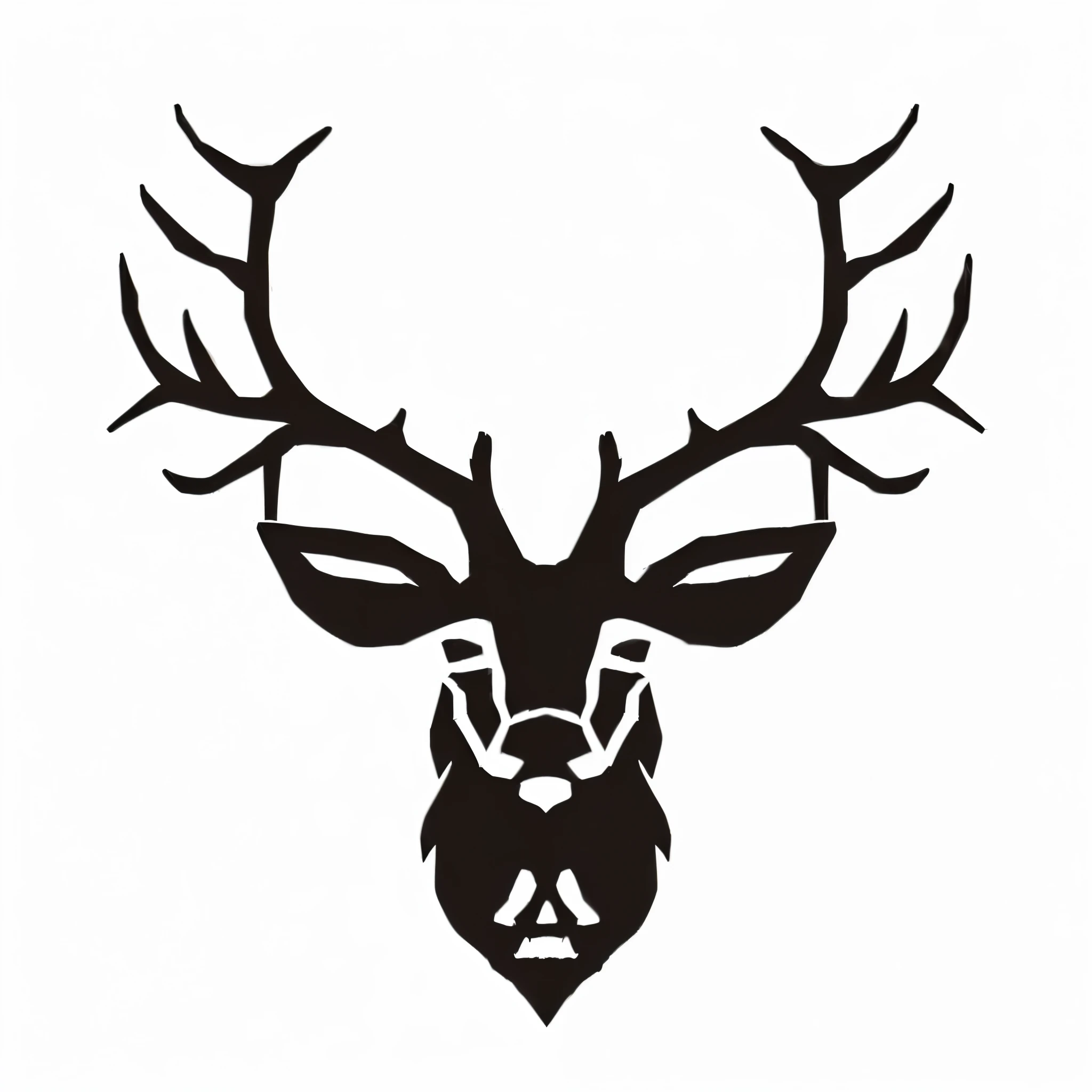 Black and white image of a bearded reindeer head, Reindeer skull face, Anthropomorphic reindeer, an Anthropomorphic reindeer, With animal skulls for heads, Reindeer portrait, Anthropomorphic reindeer female, Anthropomorphic female reindeer, Reindeer wearing a crown, Tattoo stencils, Animal style head, Reindeer ears