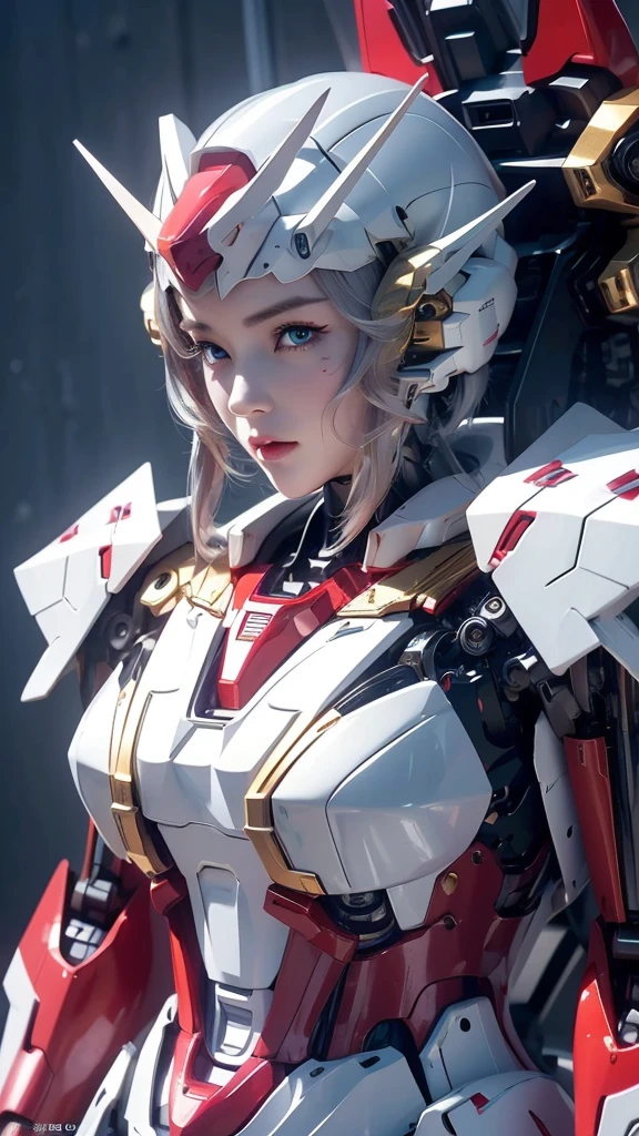 Textured skin, Super Detail, Attention to detail, high quality, high quality, High resolution, 1080P, Hard disk, beautiful,(Gundam Girl),Beautiful cyborg woman,Mecha Cyborg Girl,Battle Mode,Girl with a mechanical body,She wears a futuristic Gundam mecha