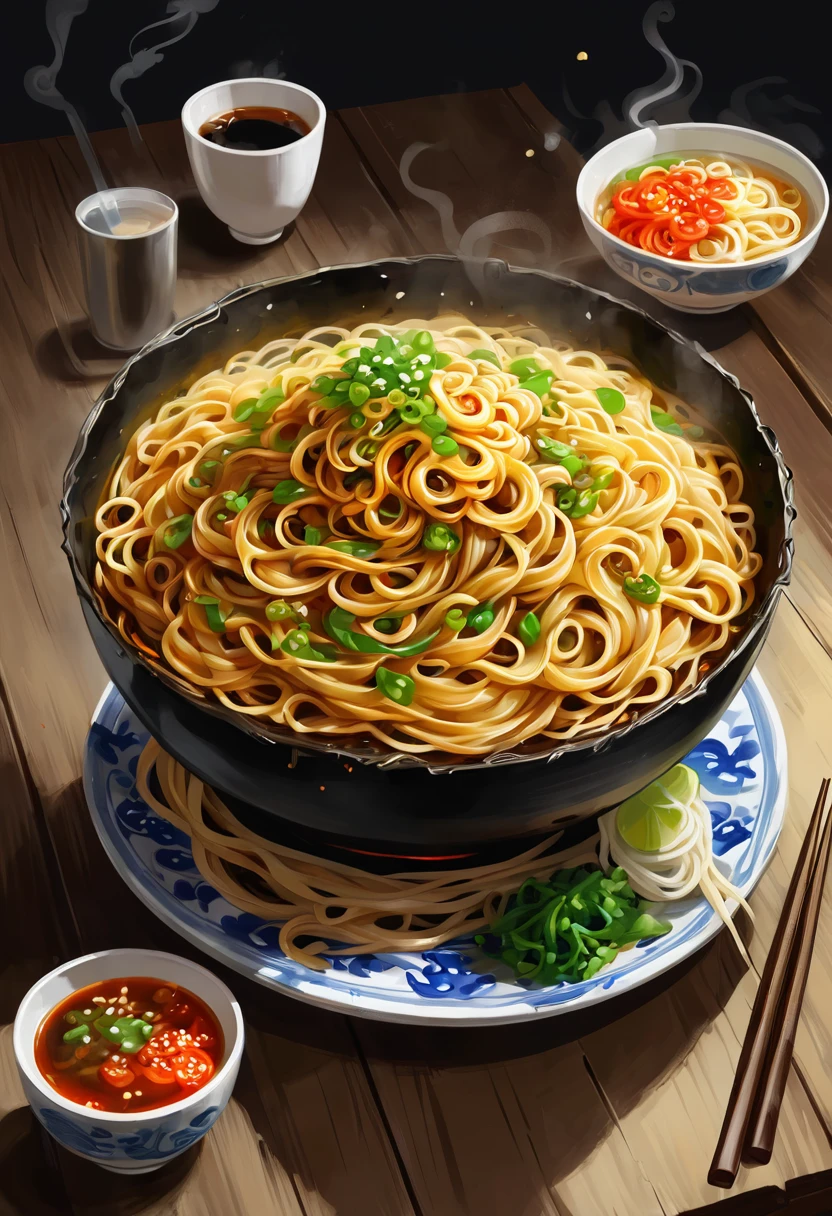 испорченный flat, flat, burnt noodles, spoiled noodles, digital painting