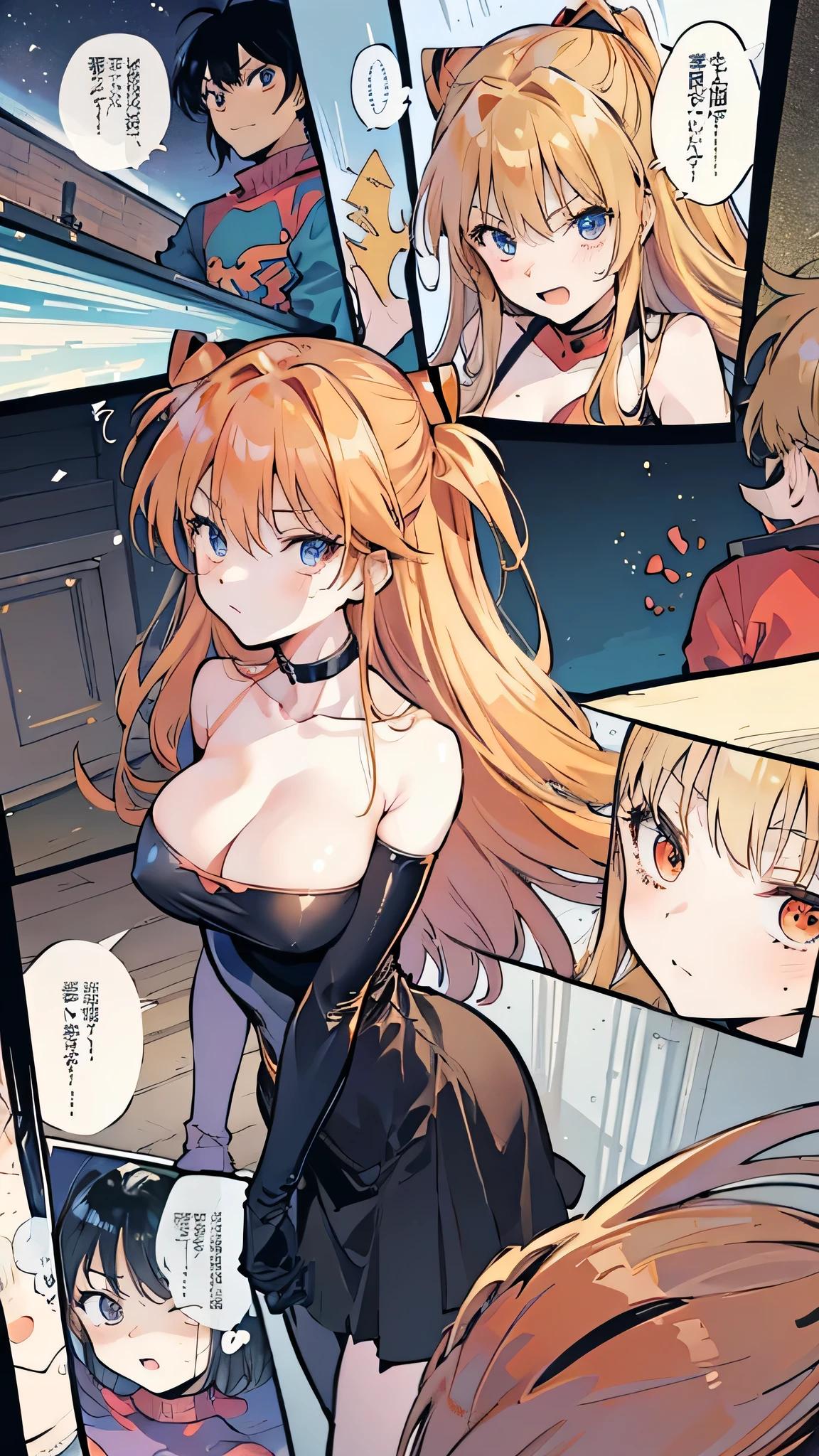 Asuka Langley huge tits, comic vignettes