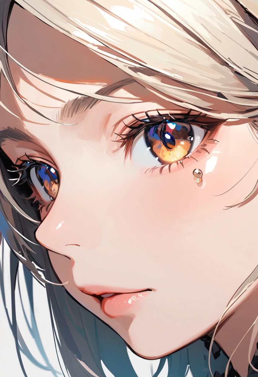 A woman wearing a hearing aid due to hearing loss、Close-up of face