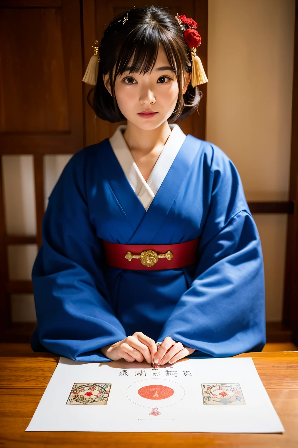 ((Highest quality)), ((masterpiece)), (detailed), Fortune telling, Japanese, front