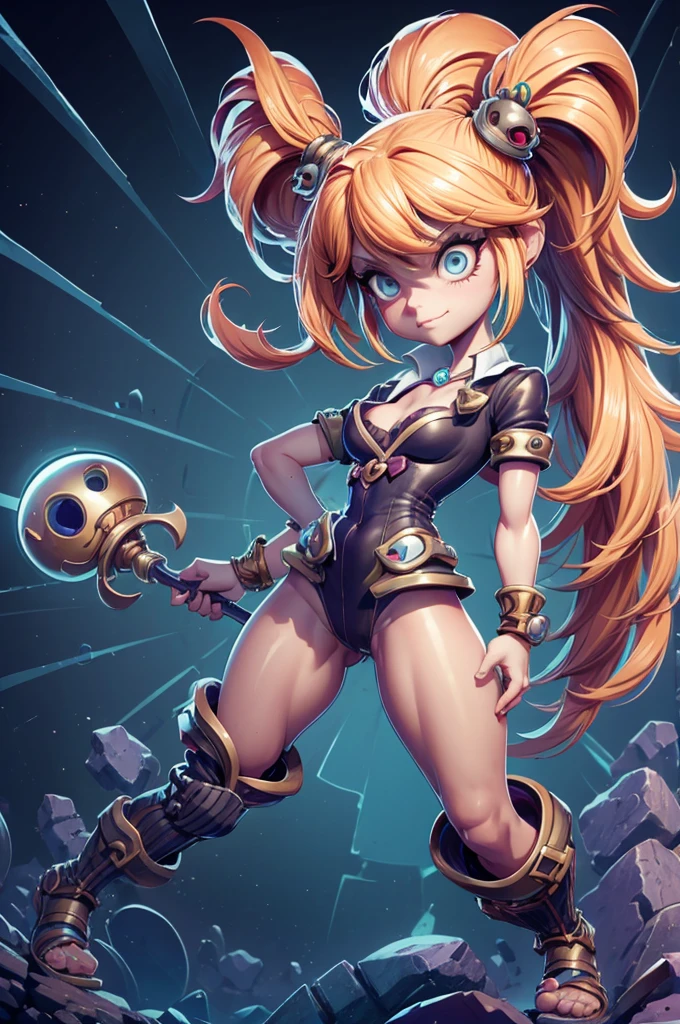 girl estilo rayman legends, character estilo art rayman legends, (girl), fully body, viking style, Giant Accessories,Giant Monster, Little bunny, sensuality, FANTASY