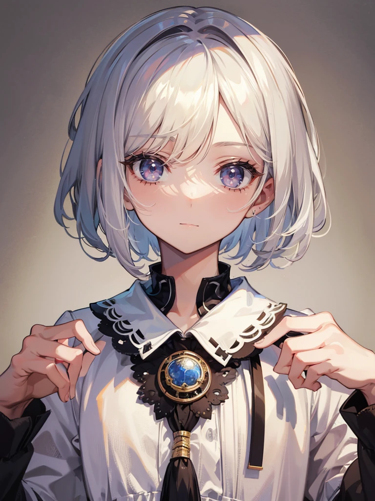 school_uniform, absurdres, RAW photo, extremely delicate and beautiful, masterpiece, Best Quality, ultra high resolution, 32k, hyperrealistic, ultra-detailed, detailed description, pale skin, 20 years old, tearful mole, earring, short medium hair, wavy hair, whole body shot,