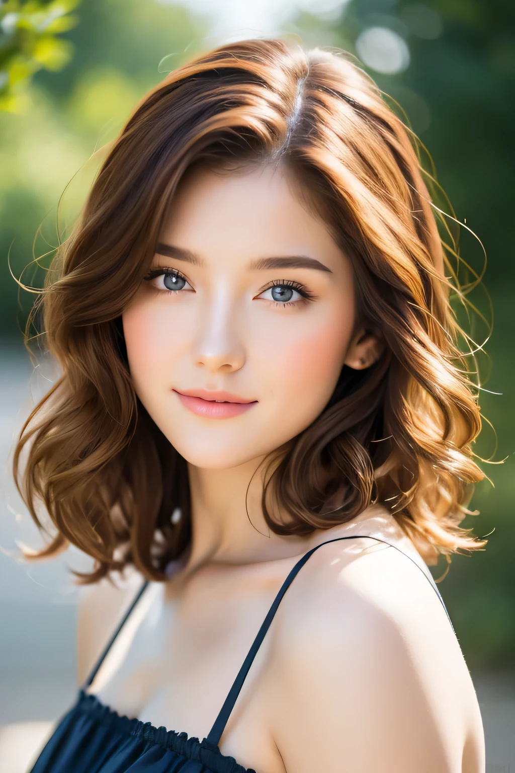 A German girl, 18 years old, poses waist-up in an ultra-realistic digital art piece by Razumov and Volegov. She gazes off-camera with a soft, natural light illuminating her rosy cheeks and v-shaped face. Her smooth skin is adorned with long, ginger hair styled in a bang, framing her detailed features. The focus is on her fantastic face, showcasing her bright smile and sparkling eyes. The background is a subtle watercolor blend, reminiscent of Cameron Gray's art style. The image is rendered at 8k resolution, blending the boundaries between digital and traditional mediums.