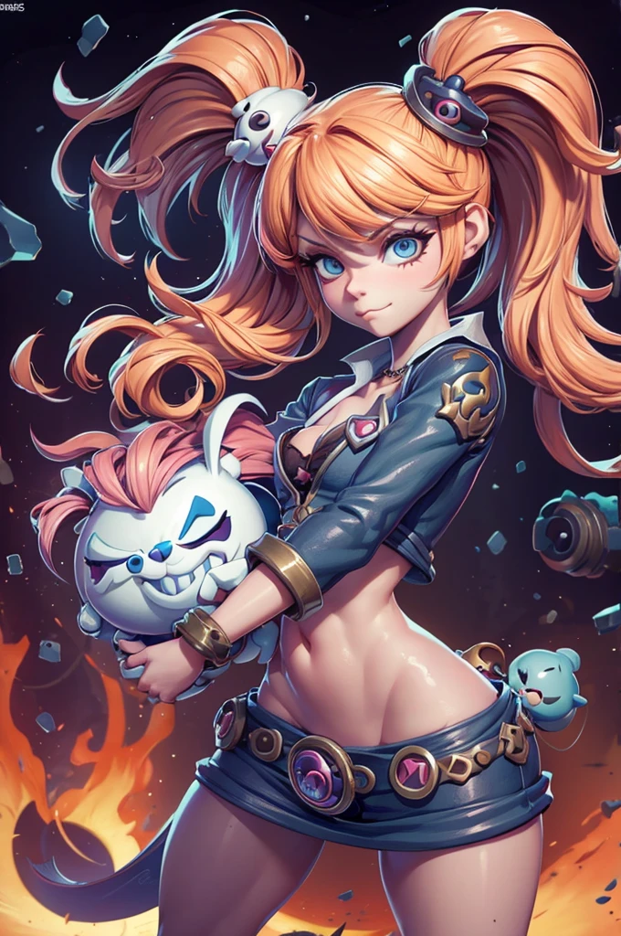 girl estilo rayman legends, character estilo art rayman legends, (girl), fully body, viking style, Giant Accessories,Giant Monster, Little bunny, sensuality, FANTASY, little