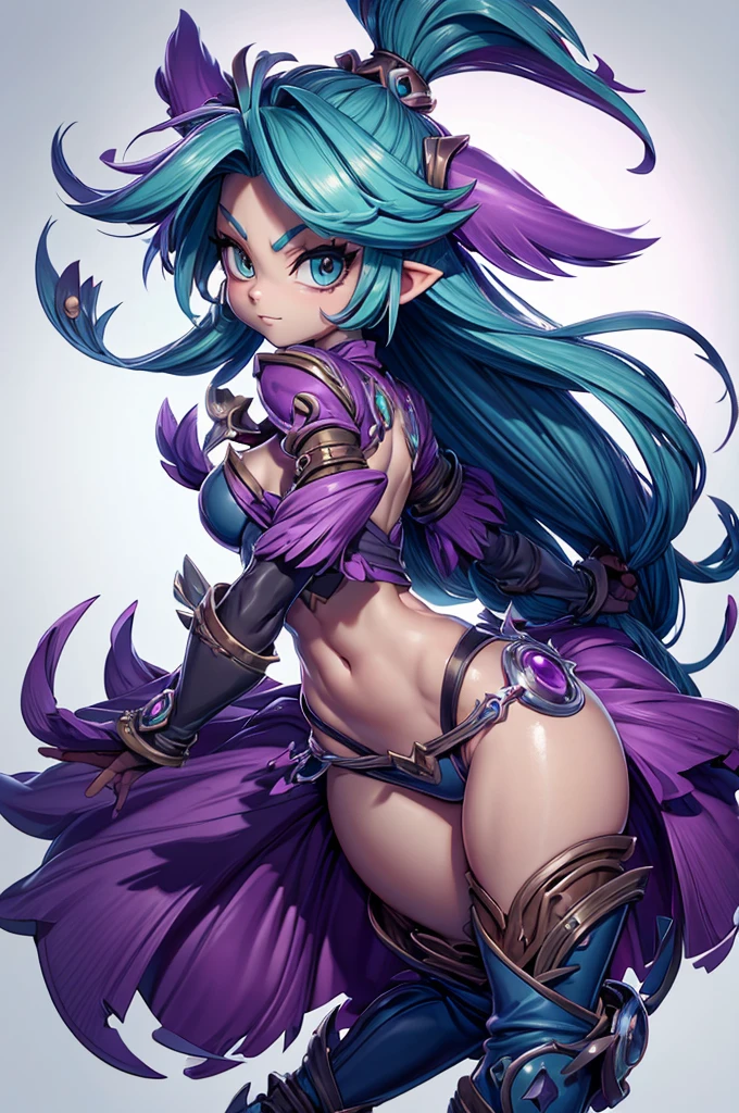 arvore estilo rayman legends, character estilo art rayman legends, (girl), corpo inteiro, ESTILO VIKING, acessórios gigantes,giant monster, Little bunny, sensuality, FANTASY, attack the monsters