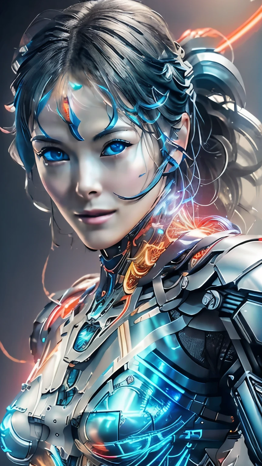 Highest quality、masterpiece、Ultra-high resolution、(Realistic:1.4)、1 girl、Light blue hair、Straight hair, shiny clean hair、White and glowing skin、Sexy Cyberpunk Girl、((Ultra-Realistic Details))、Shadow、Octane Rendering、Ultra Sharp、Ultra detailed face、Fiberglass、Luminous tube、Very intricate details、Realistic Light、CGSoation Trend、(Red eyes with elongated pupils)、(To the camera)、Neon Detailechanical limbal mechanical vertebrae attached to the back、Attach a mechanical cervical spine to the neck、Wires and cables connected to the head、((Valkyrie))、((Beam Cannon))、Combat Stance、((Seductive pose:1.2))、