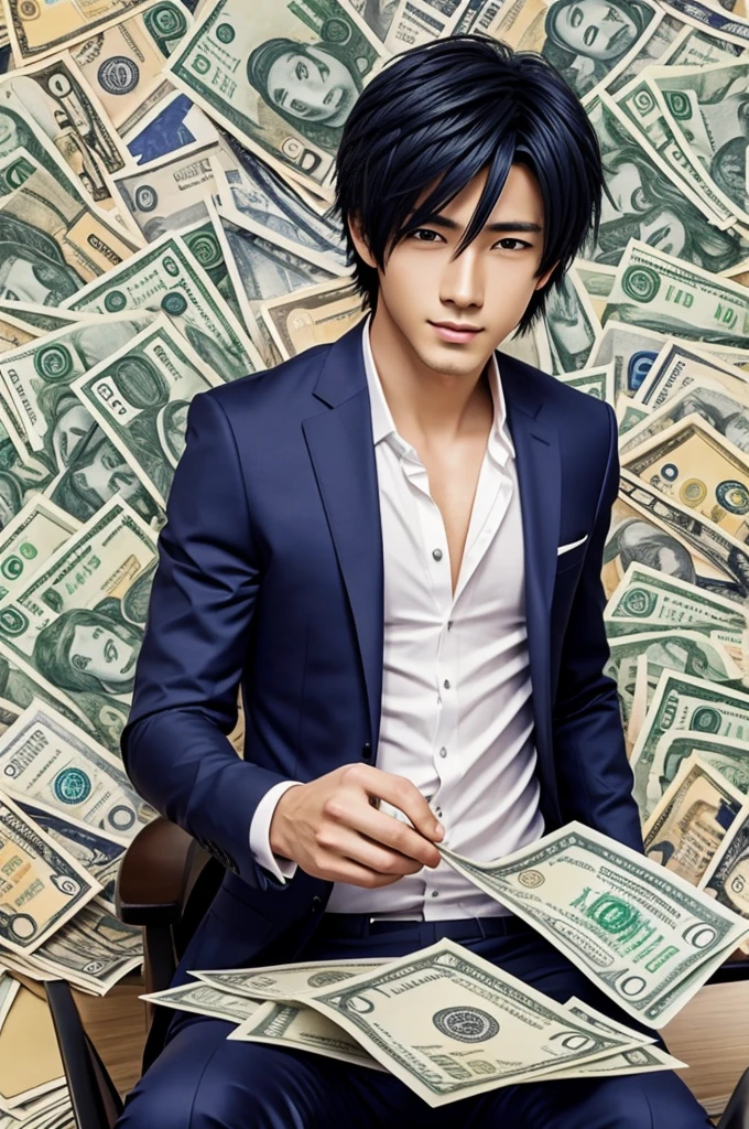 Anime male with lots of money