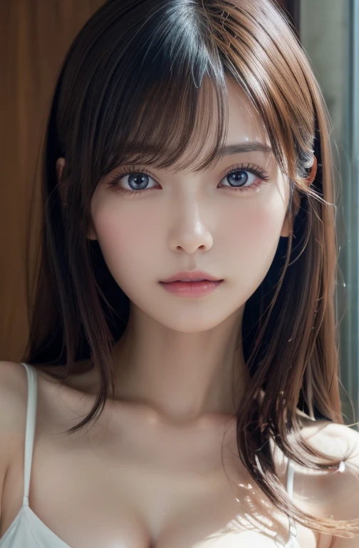 masterpiece、1 beautiful girl、Detailed eyes、Puffy eyes、Highest quality, 超High resolution, (Reality: 1.4), Cinema Lighting、Japanese、Asian Beauty、Super Beauty、Beautiful Skin、Slender、Body facing forward、(Surreal)、(High resolution)、(8k)、(Very detailed)、(Best illustrations)、(Beautiful and detailed eyes)、(Ultra-detailed)、 (wallpaper)、Detailed face、Bright lighting、Professional Lighting、View your viewers、Look straight ahead、