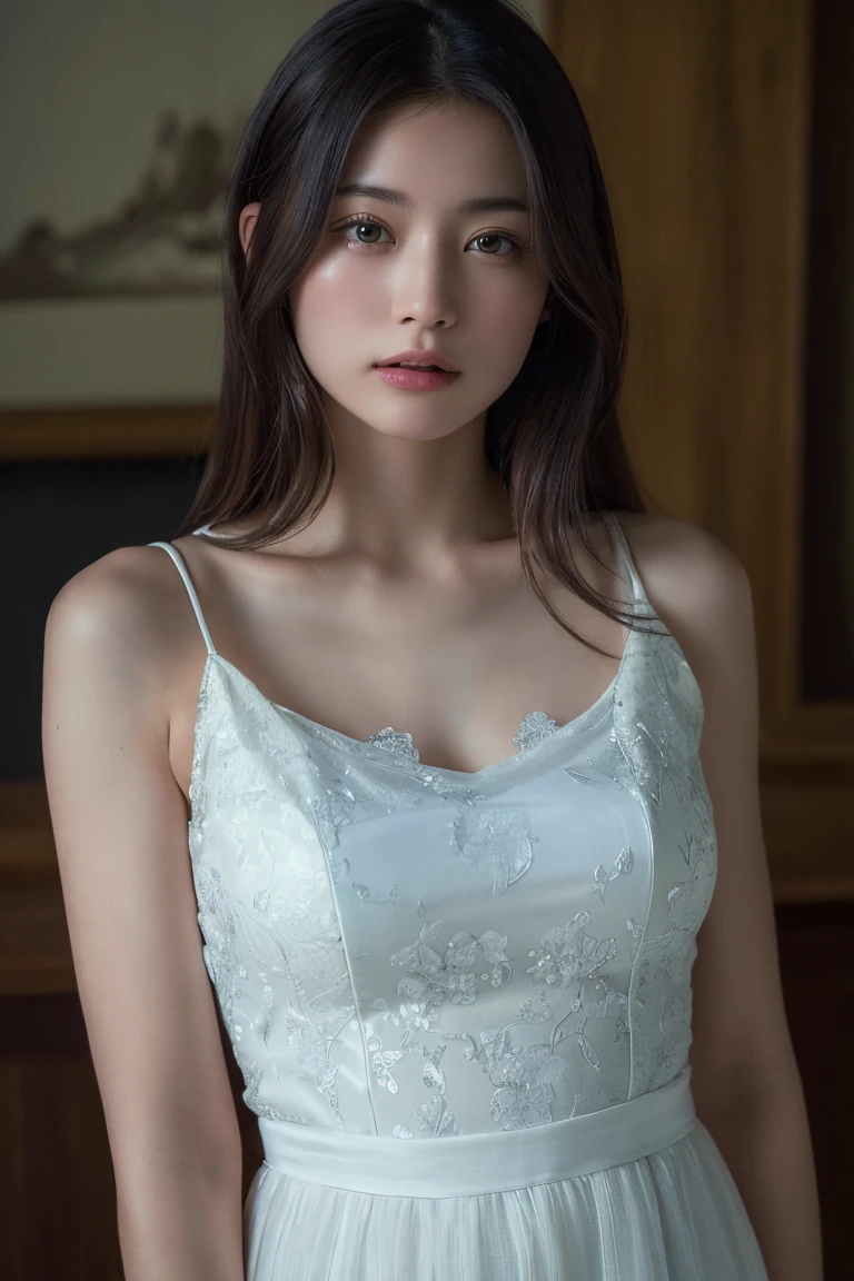 (Highest quality:1.4),(masterpiece:1.4),(Realistic:1.4),(Realistic:1.2),(超High resolution, RAW Photos:1.4),(High resolution, Very detailed:1.2),(8k:1.2),Movie Photos,a photo of a dark-haired,One Girl,alone,wear ,((China dress))、((Upper Body:1.3))