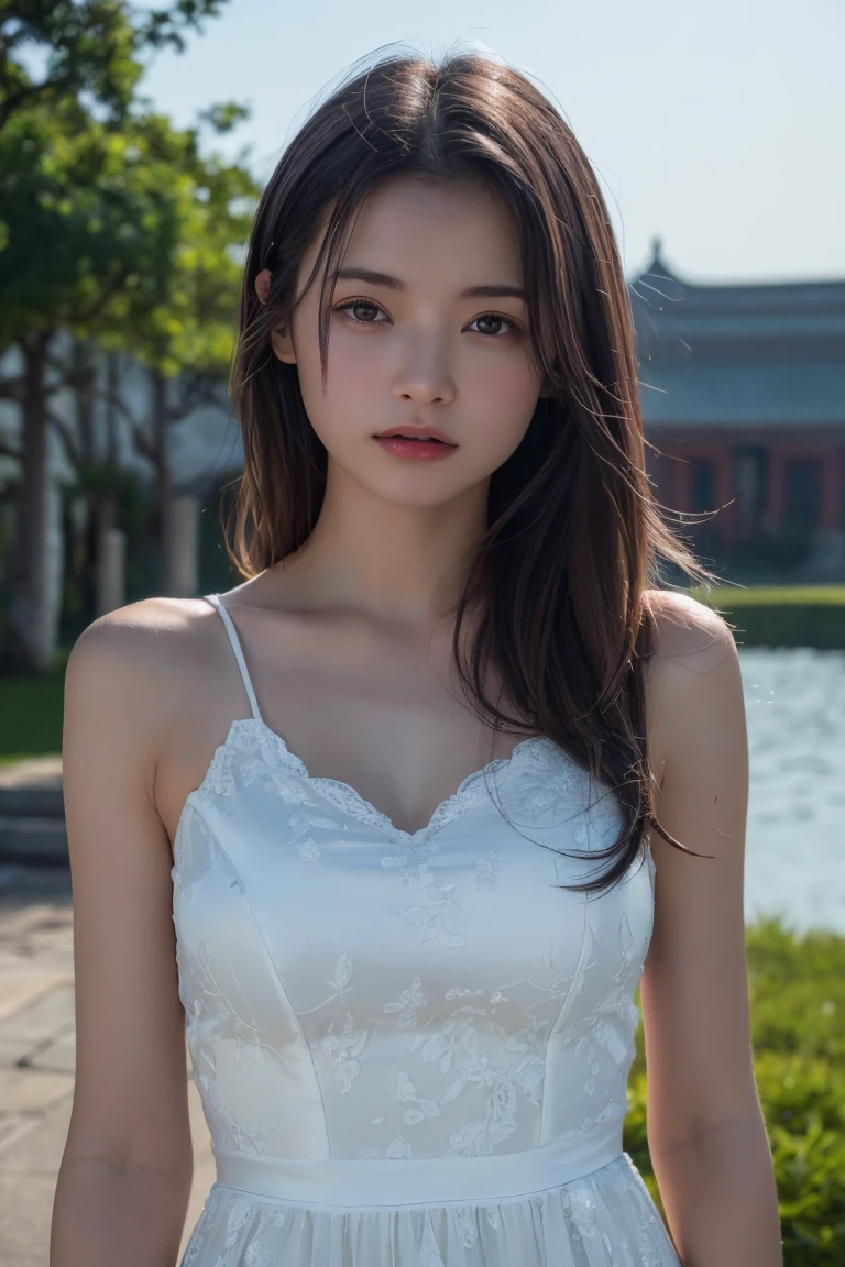 (Highest quality:1.4),(masterpiece:1.4),(Realistic:1.4),(Realistic:1.2),(超High resolution, RAW Photos:1.4),(High resolution, Very detailed:1.2),(8k:1.2),Movie Photos,a photo of a dark-haired,One Girl,alone,wear ,((China dress))、((Upper Body:1.3))