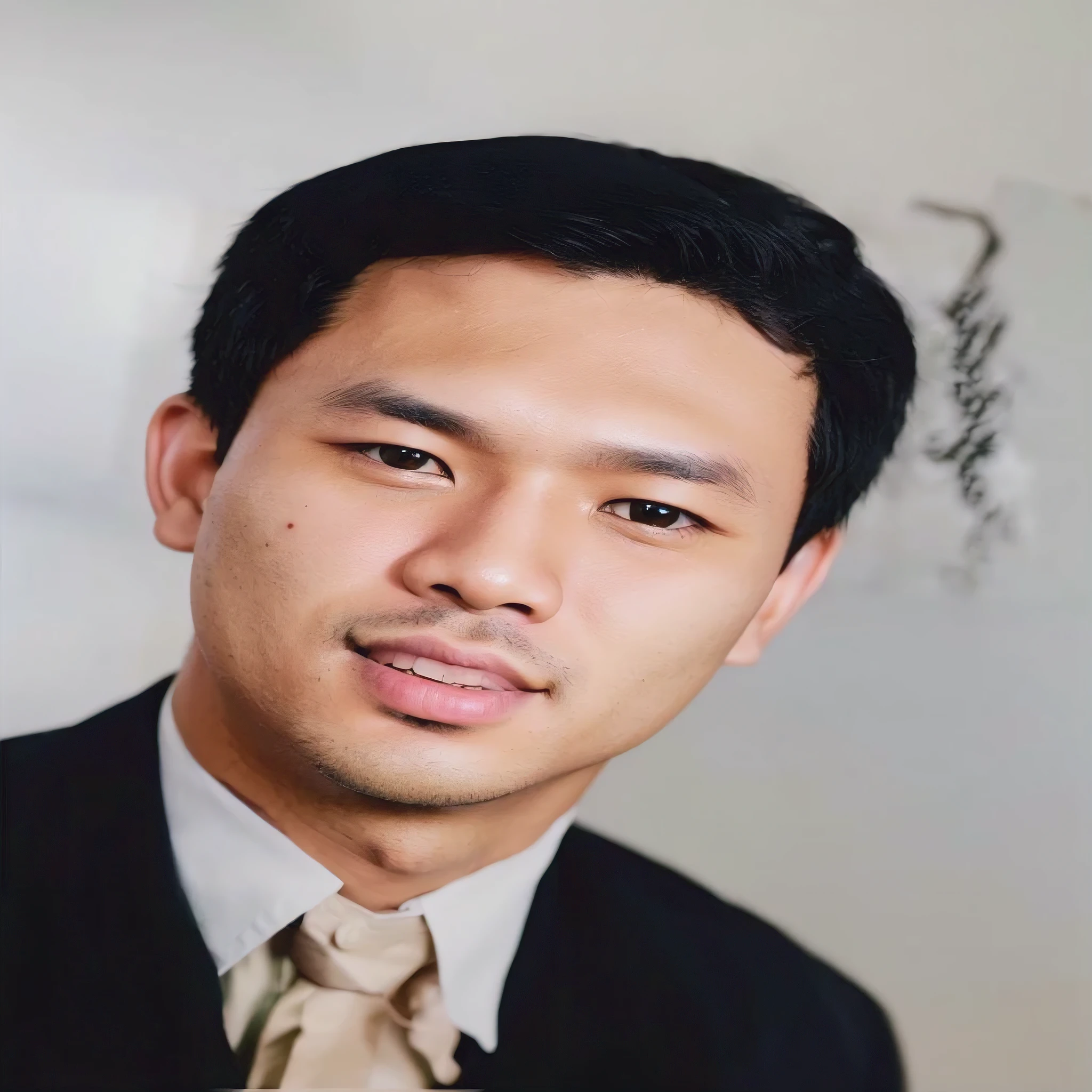RAW photo of a 30 year old man, wearing a green Vietnamese army shirt, Asian, short black hair, real face, real skin, (photorealistic:1.4), (high detail soft skin:1.2 ), 8k uhd, dslr, soft light, high quality, grain film, Fujifilm XT