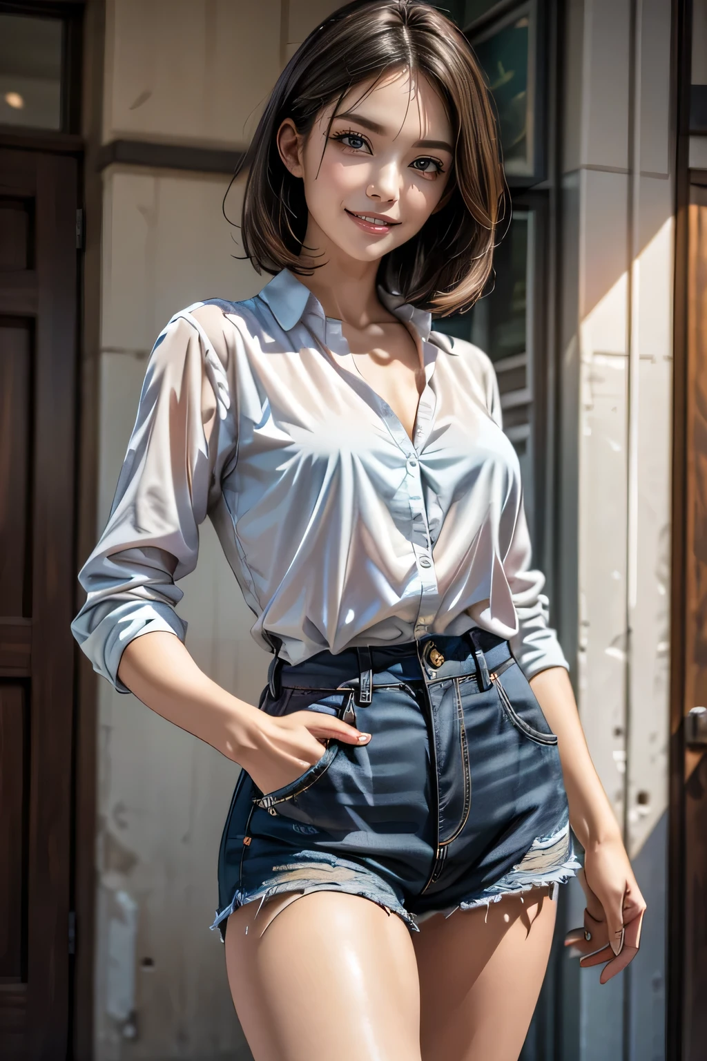 (masterpiece:1.2, Highest quality), (Realistic, photoRealistic:1.4), Beautiful illustrations,
Looking at the audience, whole body, Front view:0.6,
1 female, 40 years old, Tight waist、Beautiful Hair, Beautiful Face, Beautiful and detailed, Beautiful clavicle, Beautiful body, Beautiful breasts, Beautiful thighs, Beautiful legs, Beautiful fingers, Perfect Anatomy:1.3, Perfect Anatomy、(Casual Fashion)