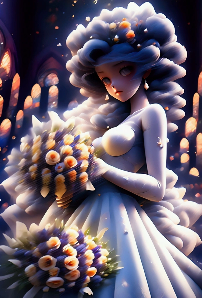 One girl, masterpiece, High resolution, Sonic Edge_Rias_Gremory, ((wedding dress, church, Bridal Veil, wedding, bouquet))