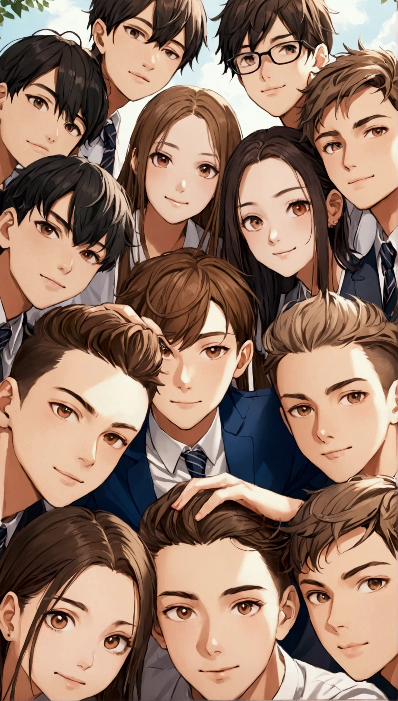  boys and 1 Girls are taking a photo together in 1 frame