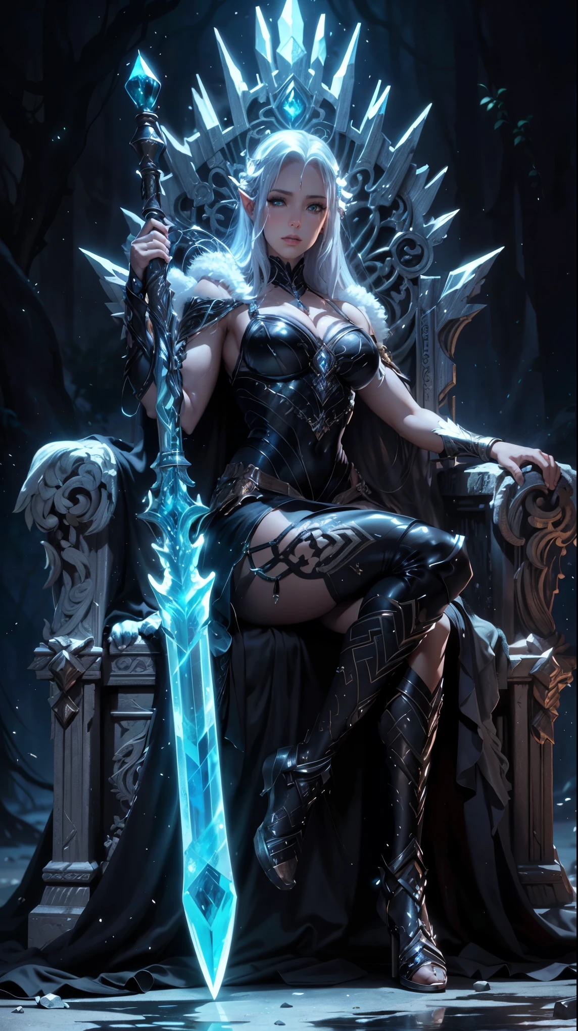 Eleven, silver-haired, muscled body, sensuous，breastsout, Transparent robe, perfect legs correct anatomy，epic fantasy digital art，Masterpiece artwork，8k，High definition resolution，detailed drawing，high qualiy，, epic composition,