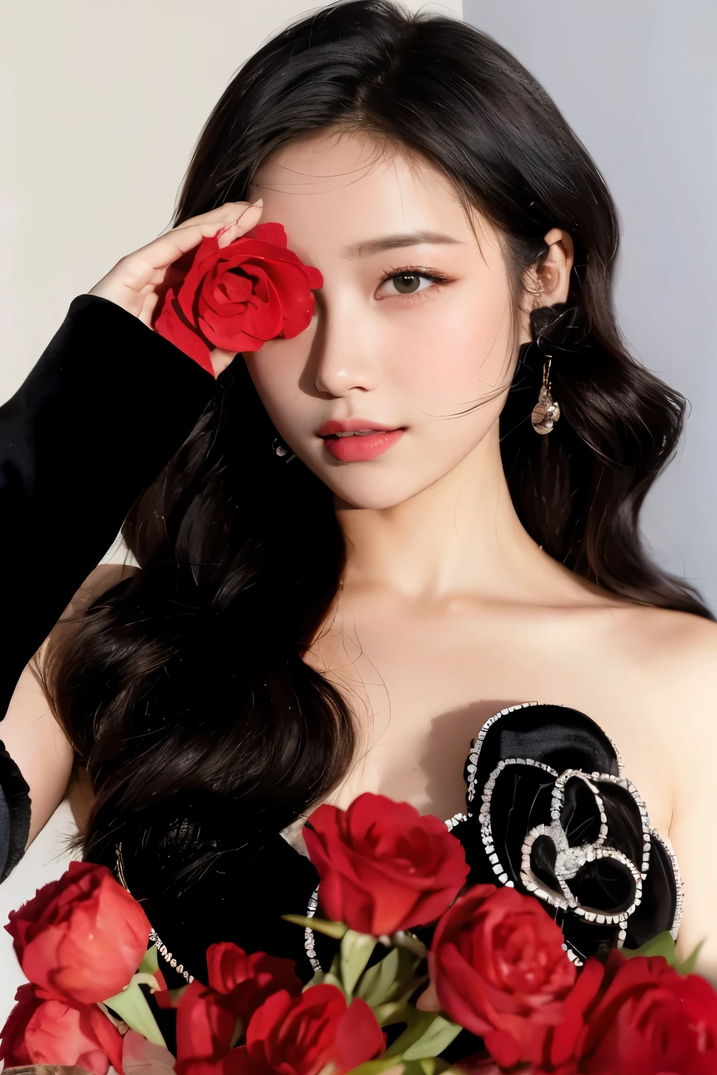 （（one man，Adrian Genius，Jenny Savile，Edward Hopper，The Dark Art of James Zinn，takato yamamoto）），（RAW photos，best quality），（Nostalgia，1980s）），（A girl with literary sensibility：1.2），closeup of face，（realistic，realistic photo：1.3），very delicately beautiful，amazing，fine details， masterpiece，hyper detailing，high resolution，best illustration，best shadow，complicated，depth of field，1 girl，（long legs：1.4），long gray hair，messy hair，（（（（low song，dark scene，glimmering）））），Plum，cropped shoulder，Crispy ??????? half exposed，????????????，party dress，luxury coil hair，（（soft lighting：1.4））），（pale skin：1.4），（be ashamed），（movie angle），bring sharp focus，volume Fog，8K  UHD，digital SLR camera，high quality，（film grain：1.4），Fuji XT3，（looking at viewer）