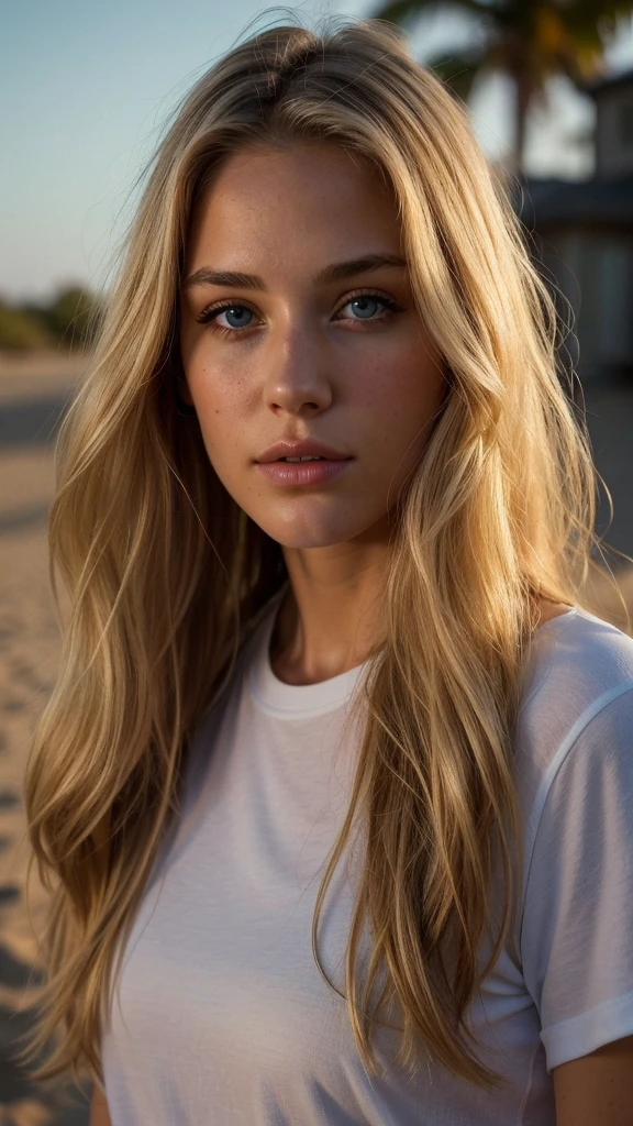 ((best quality)), ((masterpiece)), (detailed), 1 american girl, Blonde, beautiful girl, 22 years old, in a black bikini