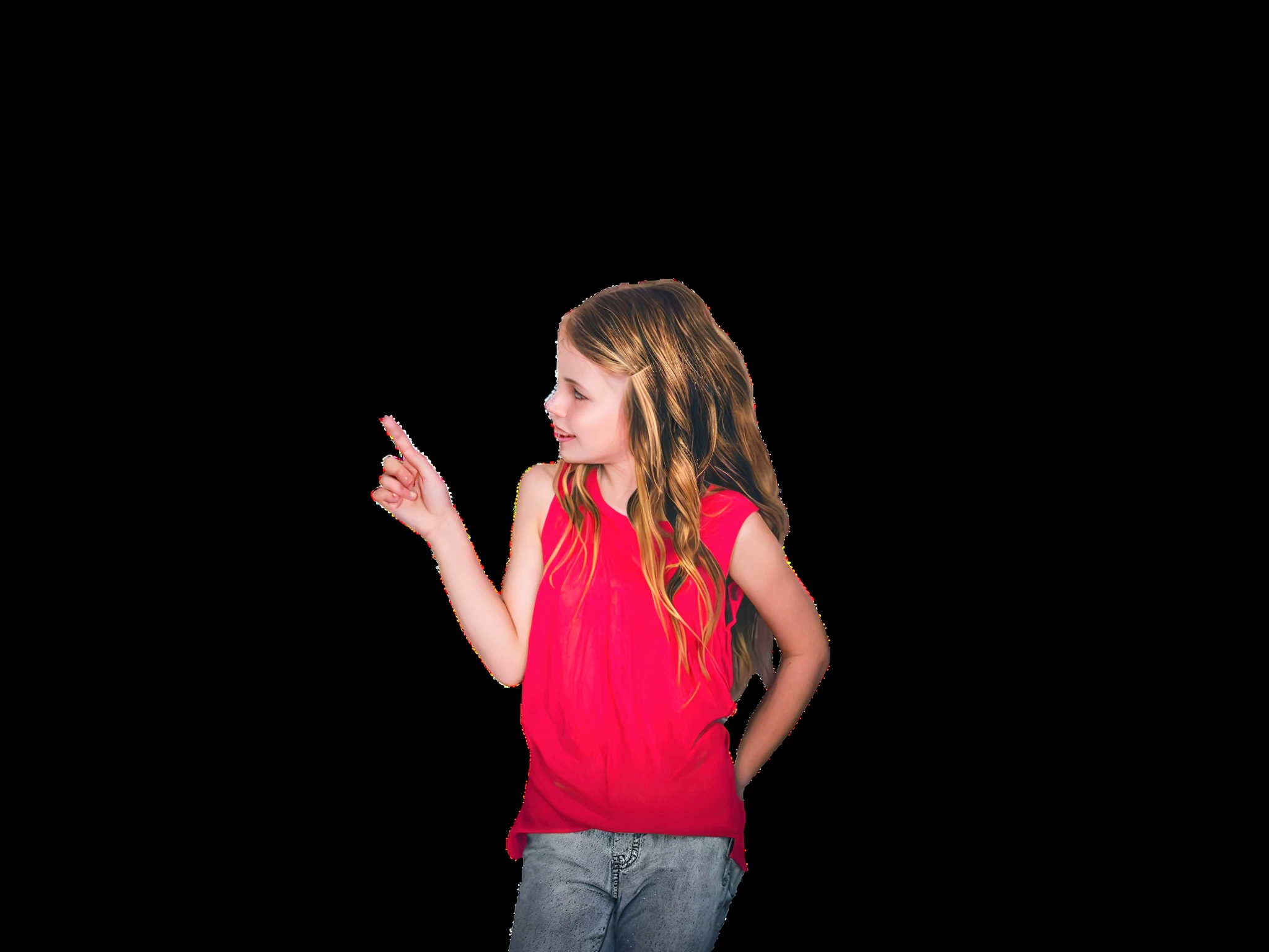 a girl surprised, full body
