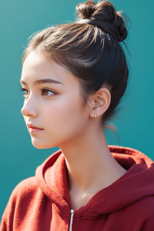 Illustration of a girl with her hair in a bun