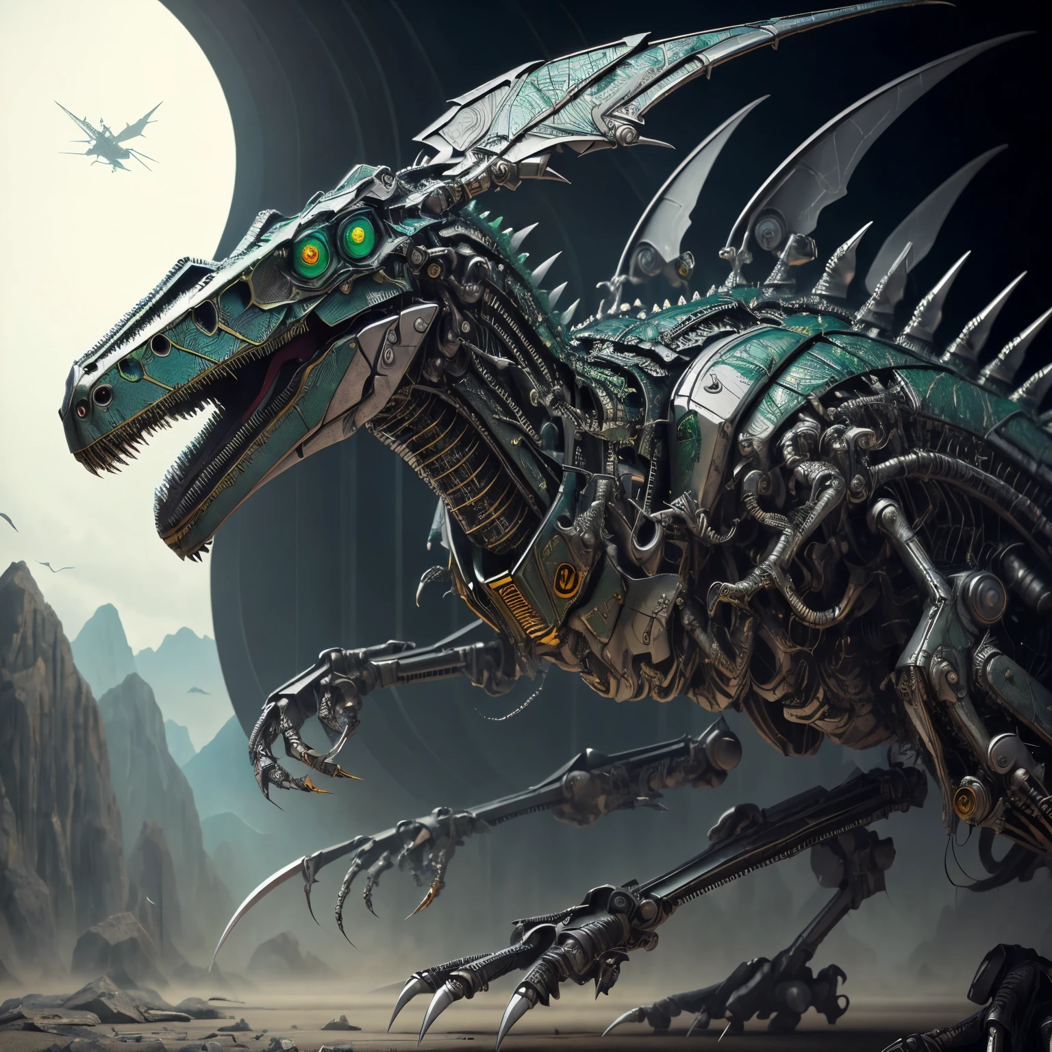 (最high quality, masterpiece, high detail), (8K, high quality, surreal), Pteranodon Cyborg Mech4nim4lAI, (null),