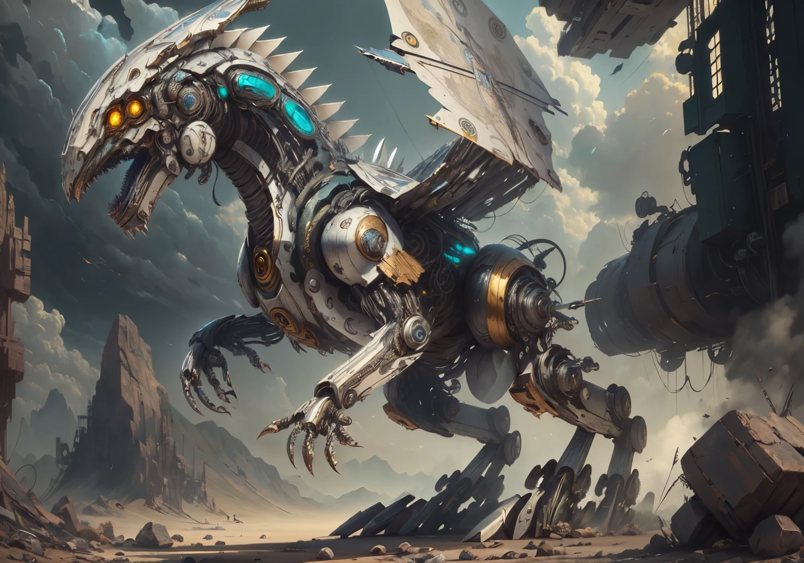 ((best quality)), ((masterpiece)), (detailed), absurdres, ultra high res, Mech4nim4lAI [dragon :robot:.5]