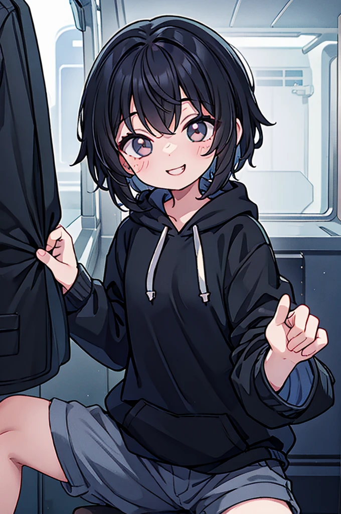 Detailed image quality, high quality, boy, Elio, cute, elevator, leggings, medium penis, ahegao, tongue out, long tongue, flaccid cock,