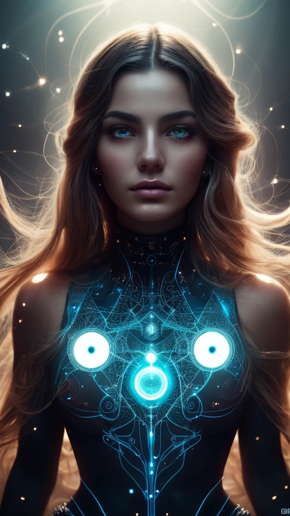 inner data mind process workings relation to love 8k, glass, A glass-like alien floral monument bioluminescence , humanoid structure entangled in a star light back ground, is displayed in out realms, stary background, its intricate details and vibrant colors radiating from the pedestal’s futuristic light, reds orange and blues, gravity waves, fractals, quantum entanglement, string theory, ultra bright lights, massive distortion, strobing colored lights, Diving Into The Ether Flowing with The Eternal Soul Through Vibration of love, everything is connected, Flowing energy, Spiritual, divine, dreamlike, cosmic, concept art, mind blowing, feminine beauty, god, pineal gland, dreamlikeart, (best quality,8K,highres,masterpiece), ultra-detailed, (surreal portrait of flawless Android beauty), a flawless Android beauty portrayed in a surreal portrait style using hand-tinted acrylics. The portrait showcases a hyper-detailed face with flawless black shiny eyes, exuding an otherworldly allure. The Android's long, messy "hair" consists of intricate circuitry patterns, adding to the surreal and futuristic aesthetic. Rendered in the style of Gabriel Pacheco, the portrait is a stunning masterpiece with perfect composition and beautiful hyper-detailing. Every aspect of the Android's appearance is depicted with hyper-realism, capturing the intricacies of her features with sharp focus and high-quality execution. Feel free to add your own creative touches to enhance the surreal beauty and artistic impact of this captivating portrait.,breasts,real_booster,real-gurl,cyborg